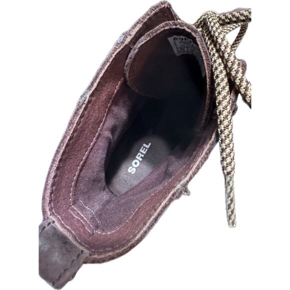 Sorel Cate Leather Lace Up Waterproof Maroon Redwood Boots Size 8.5 - Picture 11 of 12